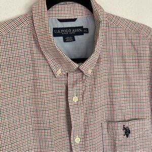 U.S. Polo Assn. Men's Plaid Button-down Shirt Size 2XL Long Sleeve 100% Cotton